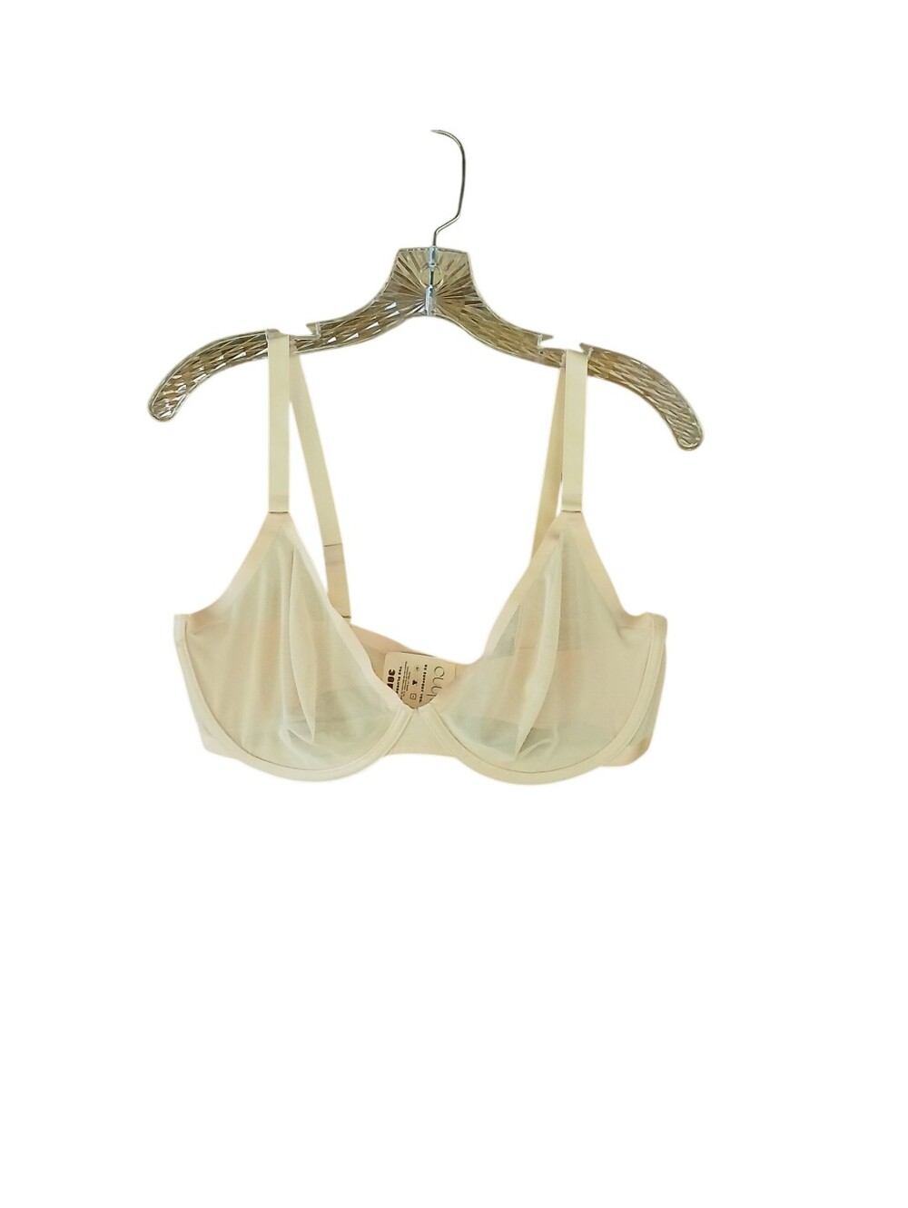 CUUP Cream Mesh Underwire The Plunge Bra Size 38E